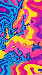 Abstract Map in Vibrant Colors.