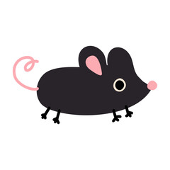 Cute happy little mouse character. Adorable funny baby animal cartoon vector illustration