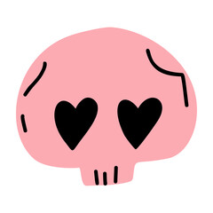 Cute skull vector icon . Funny skull sticker halloween set vector illustration.