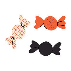 Candy vector for halloween celebration isolated on white background.