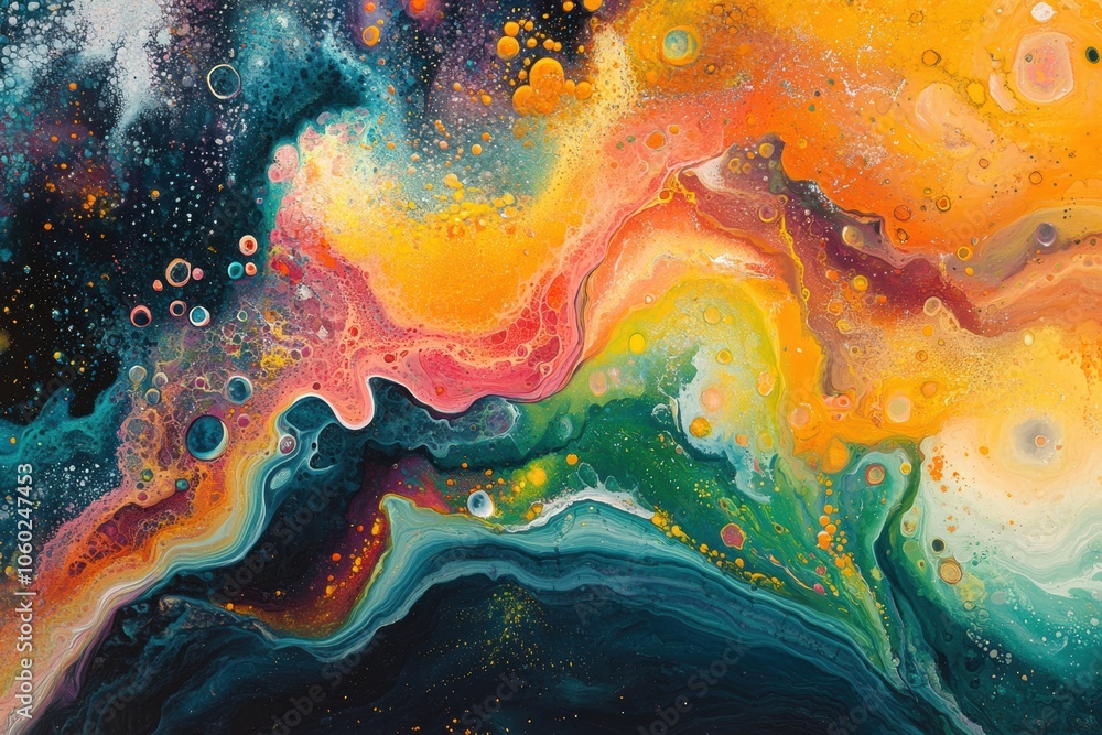 Poster psychedelic art, vivid abstract design on canvas resembles hallucination with intricate textures and