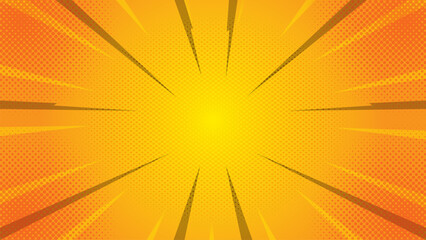 Pop art yellow comics book cartoon magazine cover. Cartoon funny retro pattern strip mock up. Vector halftone illustration.