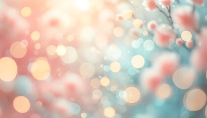 Fototapeta premium Blurry, bokeh style with floral background in pastel colors, creating dreamy,generative ai