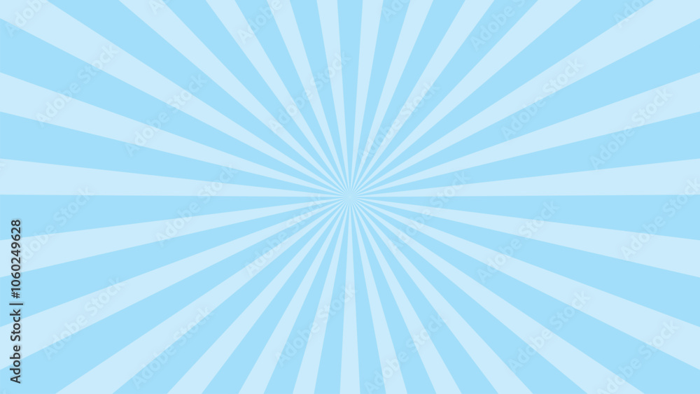 Poster blue background spiral rays abstract geometric radial pattern starburst colorful