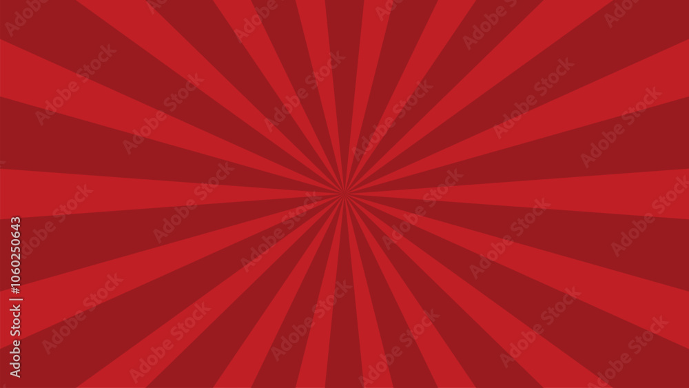 Poster red background abstract retro spiral geometric radial pattern starburst colorful
