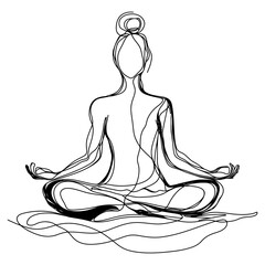 Minimalist Yoga Line Art Pose Collection, Mindfulness and Relaxation Theme, Wellness Art - Flat Vector Illustration