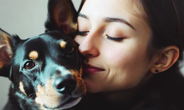 Portrait of a woman with a dog