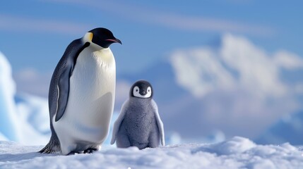 Emperor Penguin Family in Antarctica