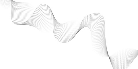 White wave curve lines banner background design. Abstract soft wave lines dynamic flowing gray light isolated background. Vector Illustration of the gray pattern of lines. Black stripes on white .	
