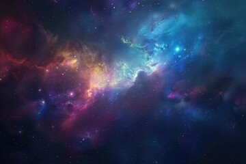 Naklejka premium A Cosmic Nebula with Vibrant Hues and Scattered Stars