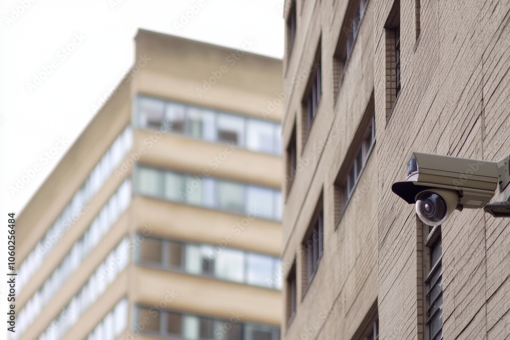 Aufkleber the surveillance cameras are installed on the side of an office building, ensuring security in a bus