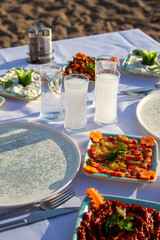 Glass of Raki and Appetizers