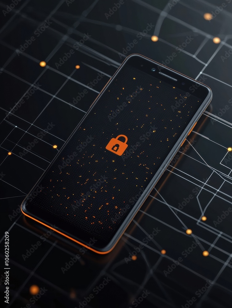 Aufkleber a locked smartphone sits on a circuit board, symbolizing security and privacy in digital communicati