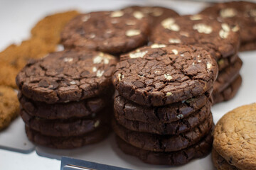 Chocolate Cookies Standing on the Shelf