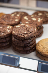 Chocolate Cookies Standing on the Shelf