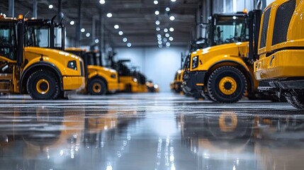 Vibrant Close-Up of Intricate Construction Vehicles: A Perfect Poster for Modern Interiors, Showcasing Design and Professionalism in a Sleek Environment