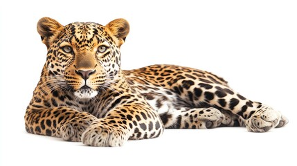 Fototapeta premium Leopard, white isolate background