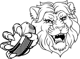 A lion ice hockey team cartoon animal sports mascot