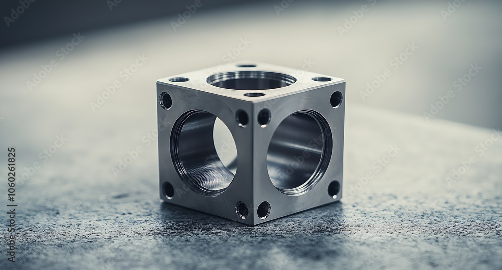 Aufkleber Close-up of a precision-engineered metal component with a futuristic design : Generative AI