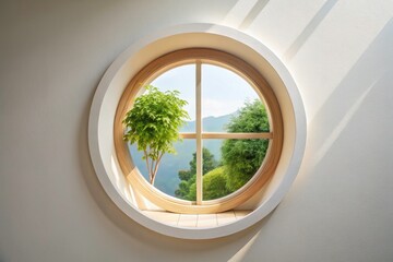 Simple Circular Window - Trendy Artistic Item, Modern Home Decor, Minimalist Design, Unique Window Style, Interior Inspiration, Aesthetic Architecture, Contemporary Art Piece