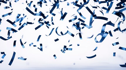 Fototapeta premium Blue confetti scattered against white background.