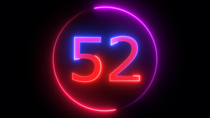Illuminated neon number ,red and blue color number of neon light colorful illustration. Bright neon numbers with black background