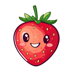 Obraz premium A cute cartoon strawberry with rosy cheeks
