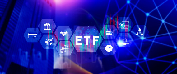 ETF investment concept, Exchange Traded Fund, ETF stock options and stock market index fund, Growing Wealth in the Financial Market.
