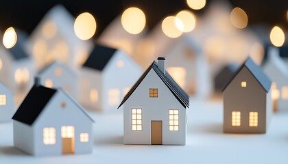 Miniature Houses with Soft Bokeh Lighting Creating Warmth and Coziness : Generative AI