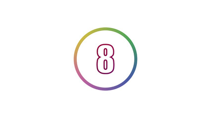Abstract glowing neon number illustration 8
on white backgraund. Educational mathematics concept with neon letter. blue ,pink  and red color