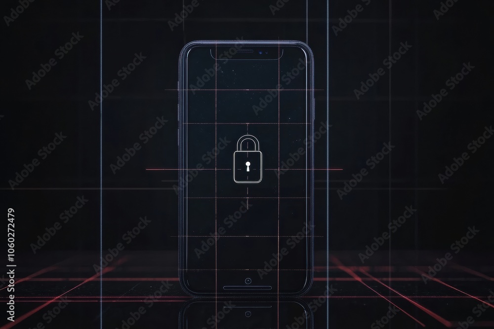 Poster the smartphone screen features a prominent lock icon, illustrating the importance of data protection