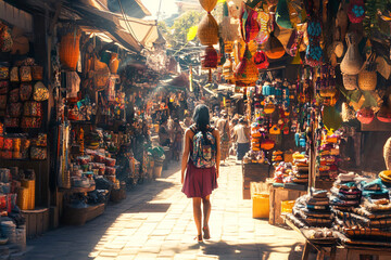 Fototapeta premium Exploring colorful street market for cultural travel experience