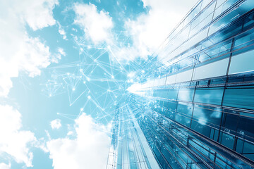 Fototapeta premium The image showcases a modern 5G telecommunications tower, standing tall and equipped with advanced antennas and technology designed for high-speed data transmission