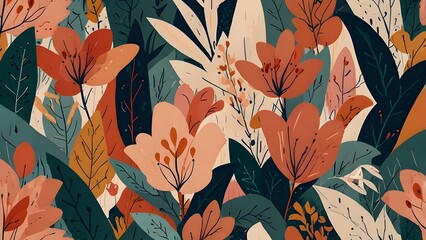 Abstract geometric floral pattern. Natural organic flower plants shapes, eco agriculture concept. Vector minimal illustration Generative AI