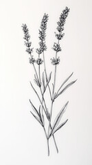 Fototapeta premium Lavender, detailed hand drawing of the line, botanical flower, medicinal herbs, light clean background. Generative AI
