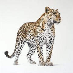 Fototapeta premium Leopard, white isolate background