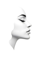 White color side profile of young woman 3d art illustration