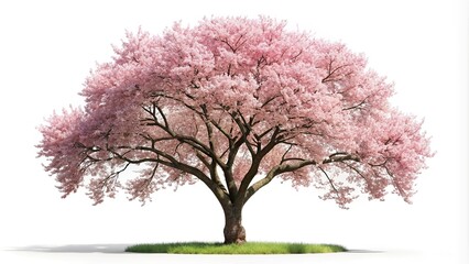 Fototapeta premium Isolated backlit cherry tree on white background