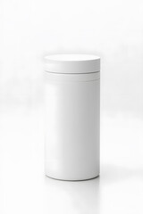 White plastic jar mockup isolated on white background