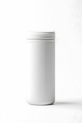 White plastic jar mockup isolated on white background