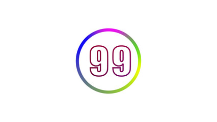 Abstract glowing neon number illustration 99
on white backgraund. Educational mathematics concept with neon letter. blue ,pink  and red color