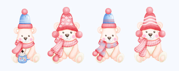 Adorable Holiday Bear Art for Festive Decor. Hand Drawn Christmas Animal with Holiday Cheer.