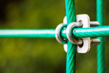 close up of rope suspension bridge