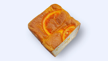 Orange Pound bread, Moist Loaf with Orange Zest on white Background.