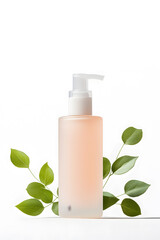 Skincare lotion pump bottle of frosted glass mock up, isolated on white background