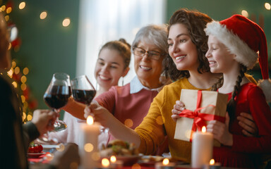 family celebrating Christmas
