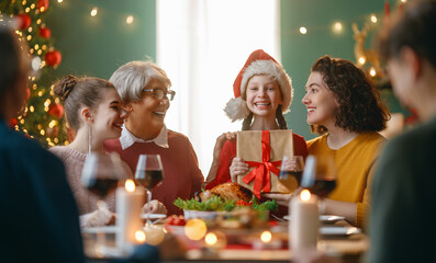 family celebrating Christmas