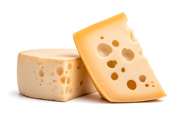 Piece of delicious cheese isolated on white background