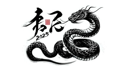 Obraz premium Year of the Snake 2025 - Stylized Illustration