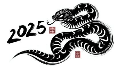 Obraz premium Year of the Snake 2025 - Stylized Illustration
